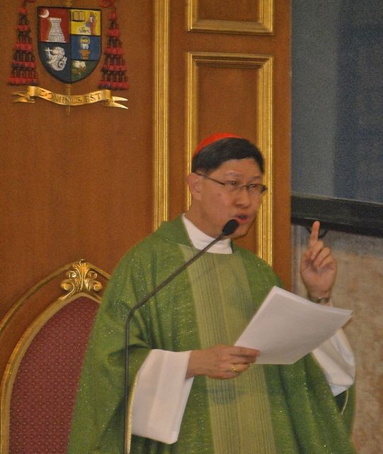 Cardinal Luis Antonio Tagle of Manila in his homily for the launching Mass of the archdiocese's observance of "Season of Creation" Sept. 1-Oct. 4, 2013 reminded people at San Fernando de Dilao Church in Paco, Manila of their role as stewards of God’s creation, emphasizing that they are not owners who could rule over God's creation.  “We have to be reminded that we are mere stewards of creation. God created them and He is the rightful owner of everything,” he said. NJ Viehland Photo